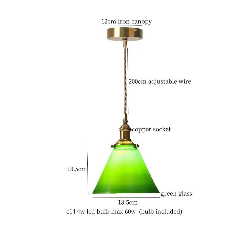 Vintage brass cream glass led pendant light with green glass shade brass-finished iron canopy and copper socket for dining room decorbites cream glass pendant lights