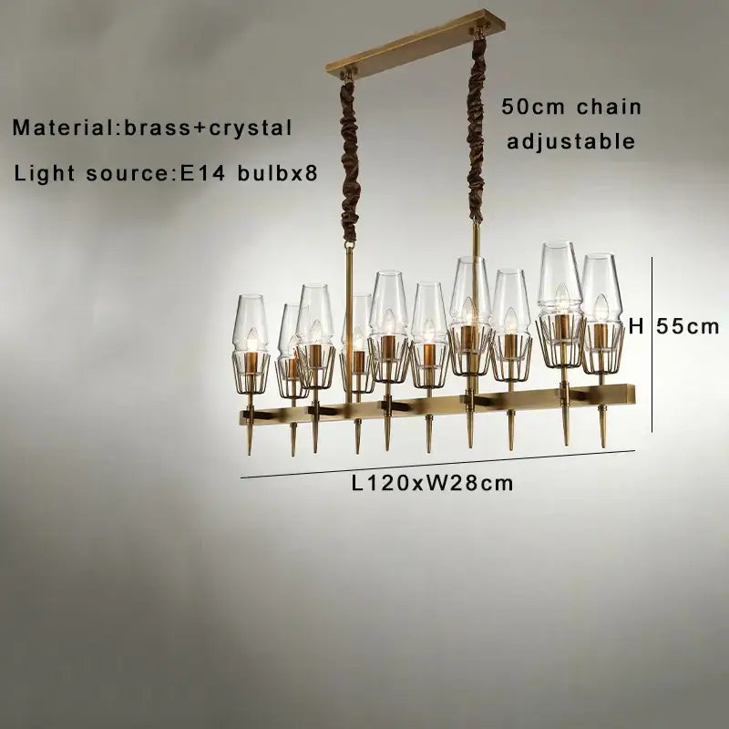 Vintage brass crystal chandelier lights with eight e14 bulbs and smoked glass for dining room decorbites brass crystal