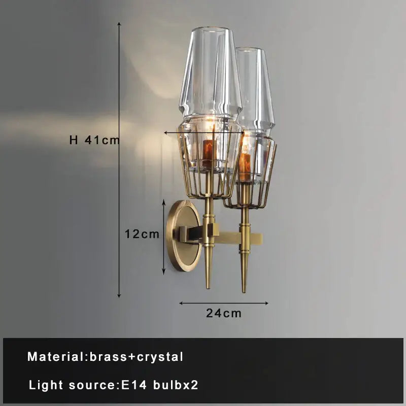 Vintage brass crystal chandelier lights with two tall tapered smoked glass shades for dining room decorbites brass crystal