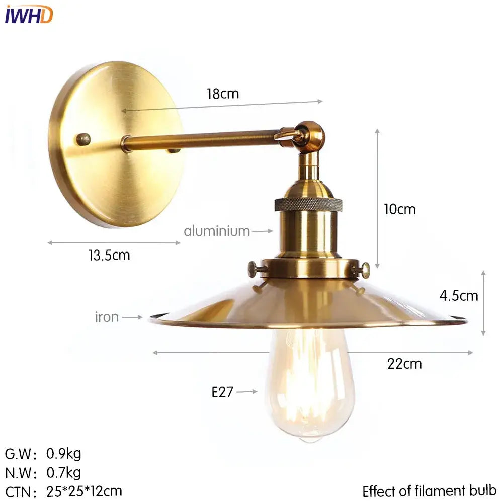 Vintage brass fluted glass wall light with brass-finished industrial sconce and aluminum arm for decorbites iron golden decor