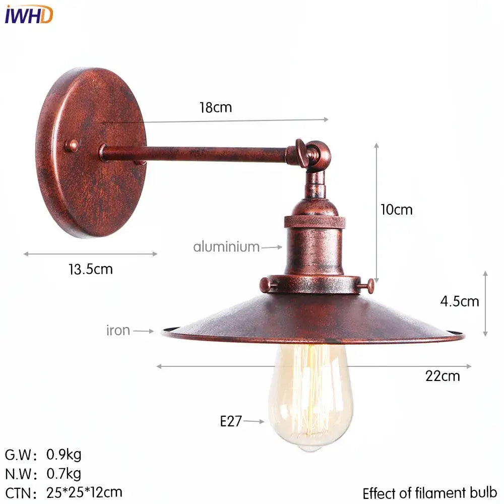 Vintage brass fluted glass wall light with copper-finished decorbites iron golden sconce and exposed filament bulb