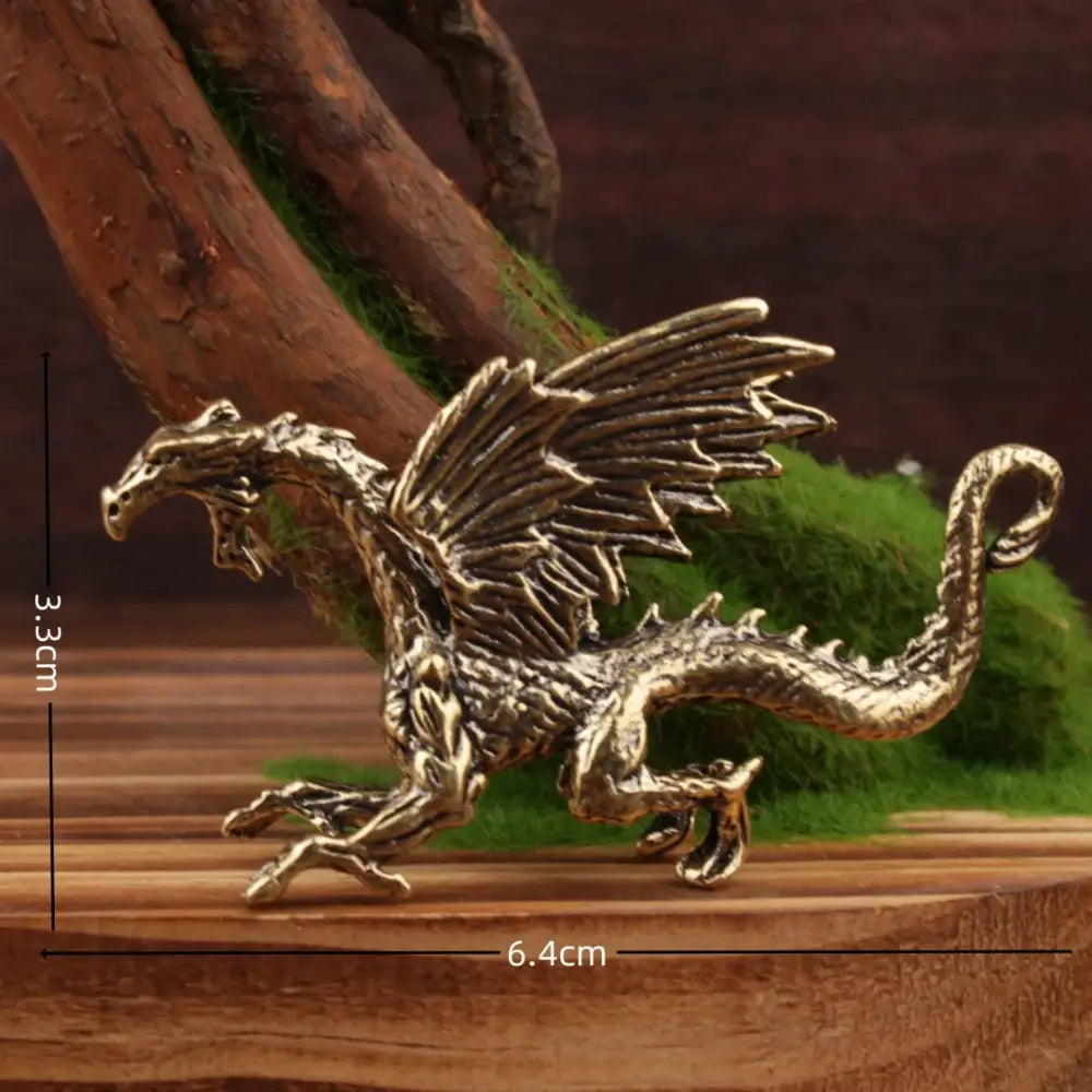 Antique bronze brass flying dragon sculpture with detailed wings and scales for vintage living room decorbites decor