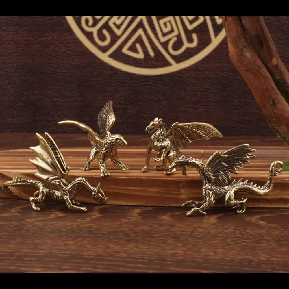 Vintage brass flying dragon sculpture in bronze color with intricate wing and scale detailing for living room decorbites brass flying decor
