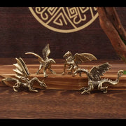 Vintage brass flying dragon sculpture in bronze color with intricate wing and scale detailing for living room decorbites brass flying decor