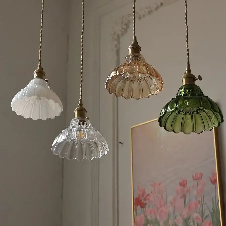 Vintage brass green glass wall light with fluted glass shades in white clear and green hues by decorbites led wall decorbites led