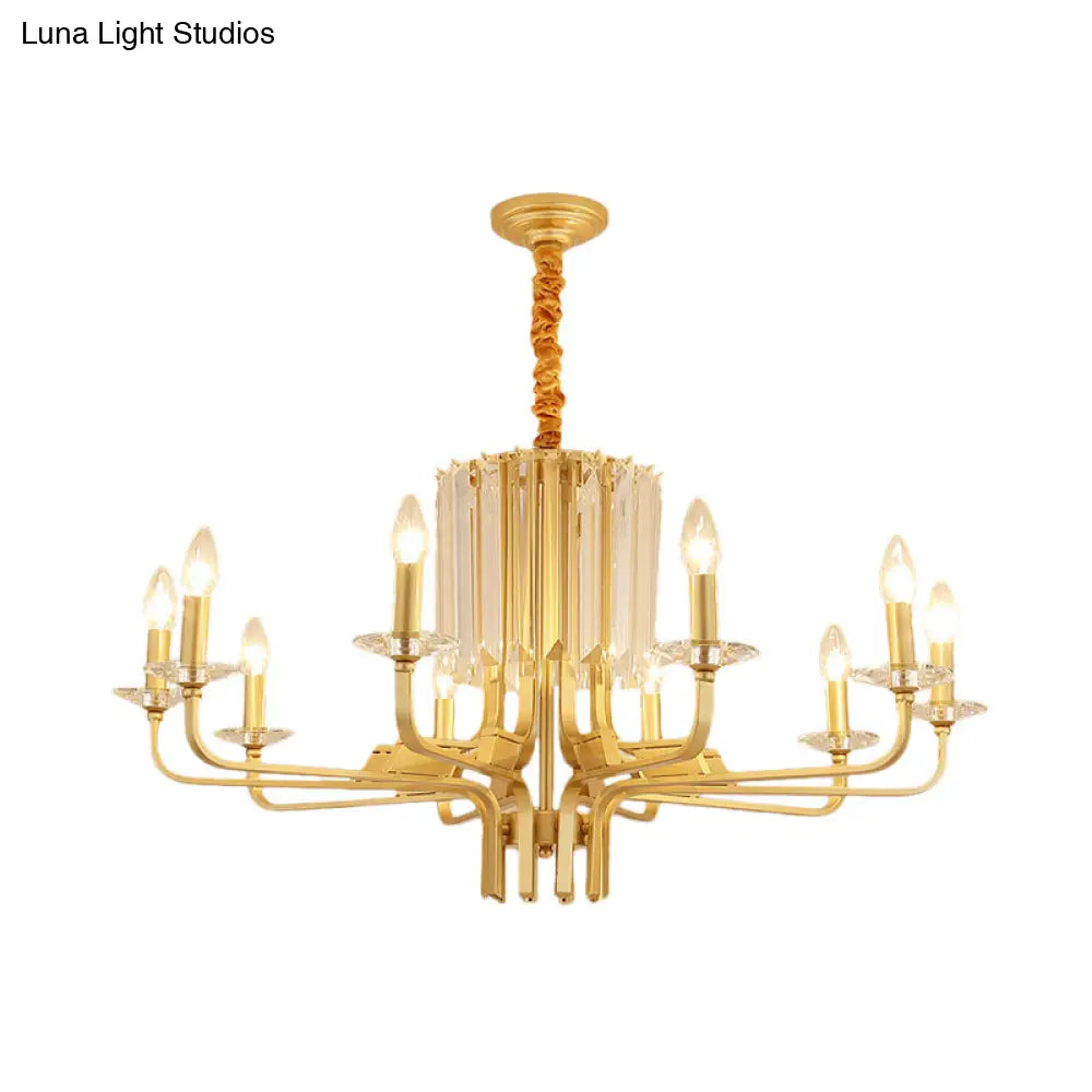 Lámpara de techo colgante vintage de latón - 4/6/8 luces con decoración de cristal