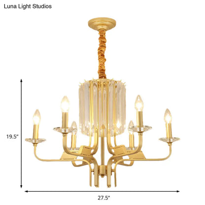 Lámpara de techo colgante vintage de latón - 4/6/8 luces con decoración de cristal