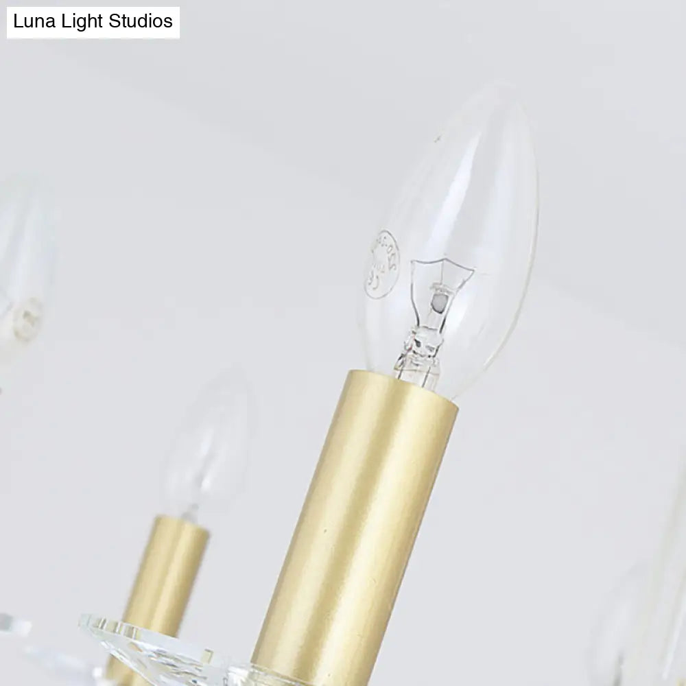 Lámpara de techo colgante vintage de latón - 4/6/8 luces con decoración de cristal