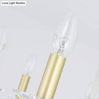 Lámpara de techo colgante vintage de latón - 4/6/8 luces con decoración de cristal