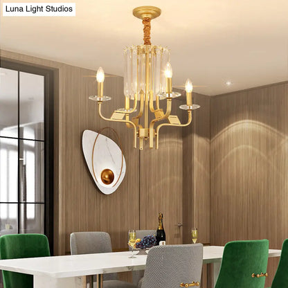 Lámpara de techo colgante vintage de latón - 4/6/8 luces con decoración de cristal