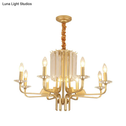 Lámpara de techo colgante vintage de latón - 4/6/8 luces con decoración de cristal