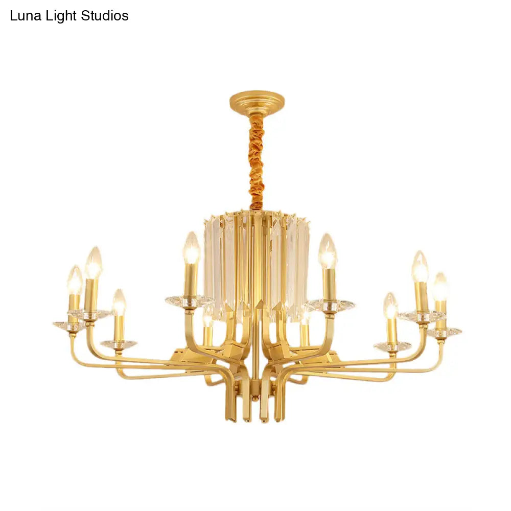 Lámpara de techo colgante vintage de latón - 4/6/8 luces con decoración de cristal