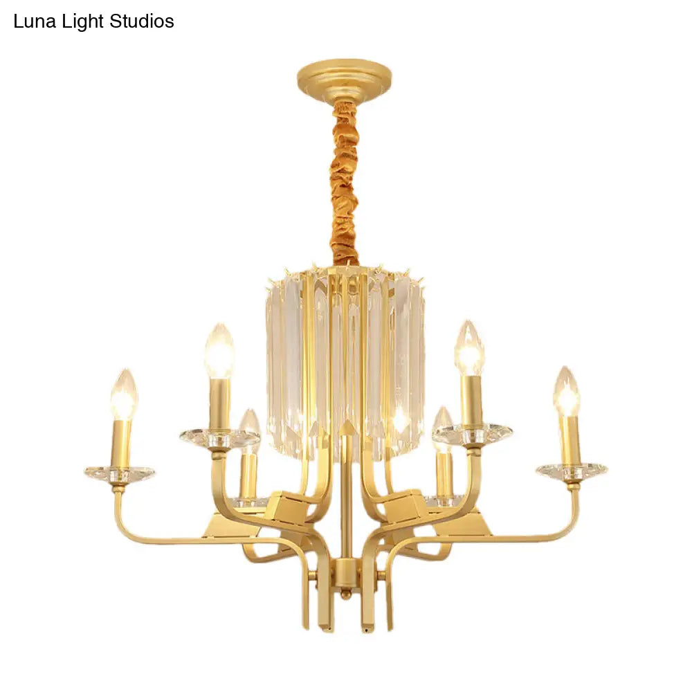 Lámpara de techo colgante vintage de latón - 4/6/8 luces con decoración de cristal