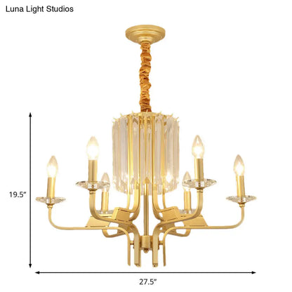 Lámpara de techo colgante vintage de latón - 4/6/8 luces con decoración de cristal