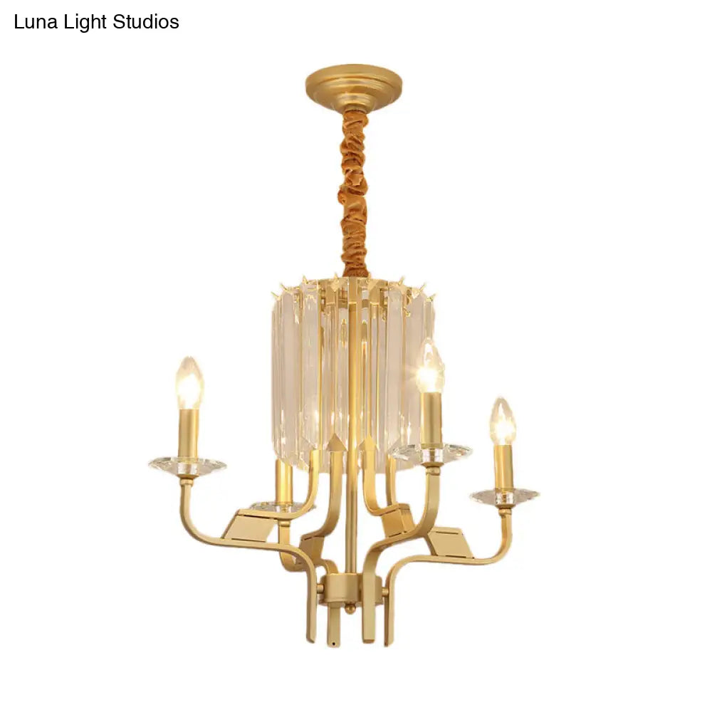 Lámpara de techo colgante vintage de latón - 4/6/8 luces con decoración de cristal