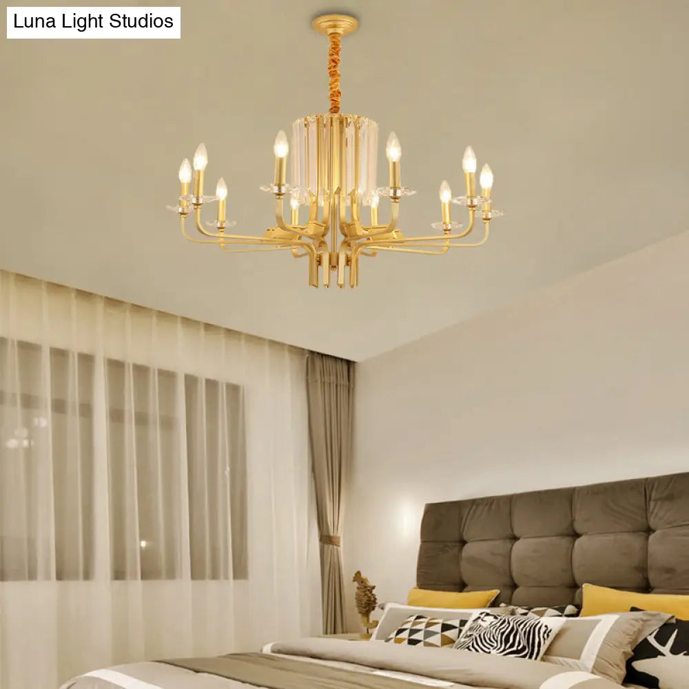 Lámpara de techo colgante vintage de latón - 4/6/8 luces con decoración de cristal