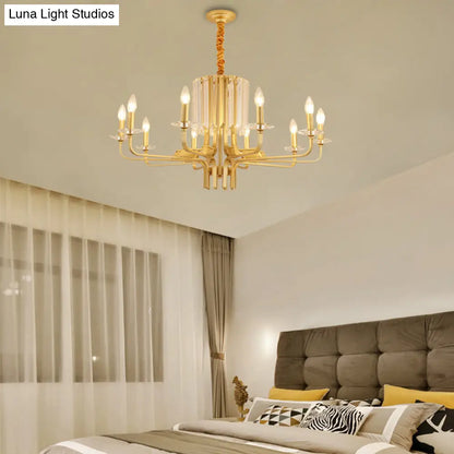 Lámpara de techo colgante vintage de latón - 4/6/8 luces con decoración de cristal