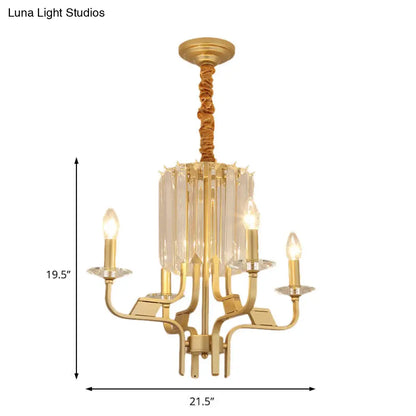 Lámpara de techo colgante vintage de latón - 4/6/8 luces con decoración de cristal