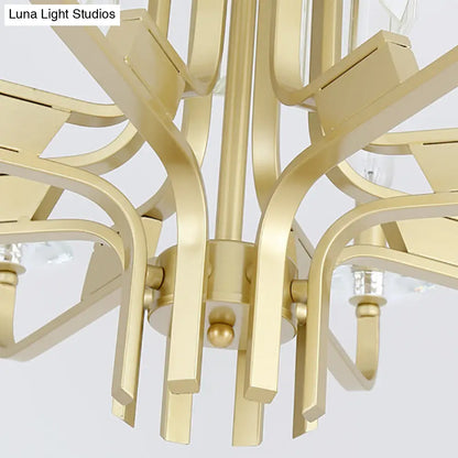 Lámpara de techo colgante vintage de latón - 4/6/8 luces con decoración de cristal