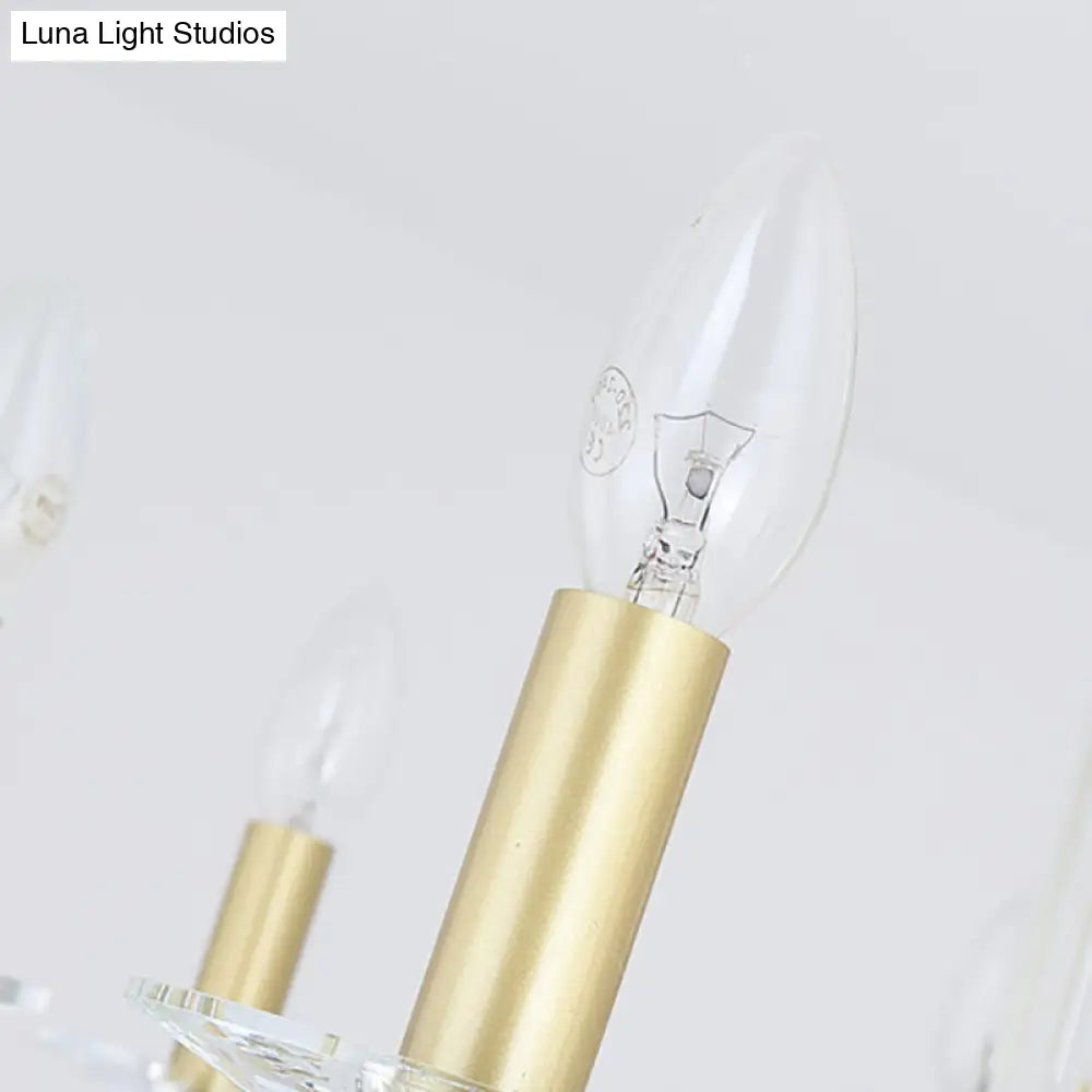 Lámpara de techo colgante vintage de latón - 4/6/8 luces con decoración de cristal