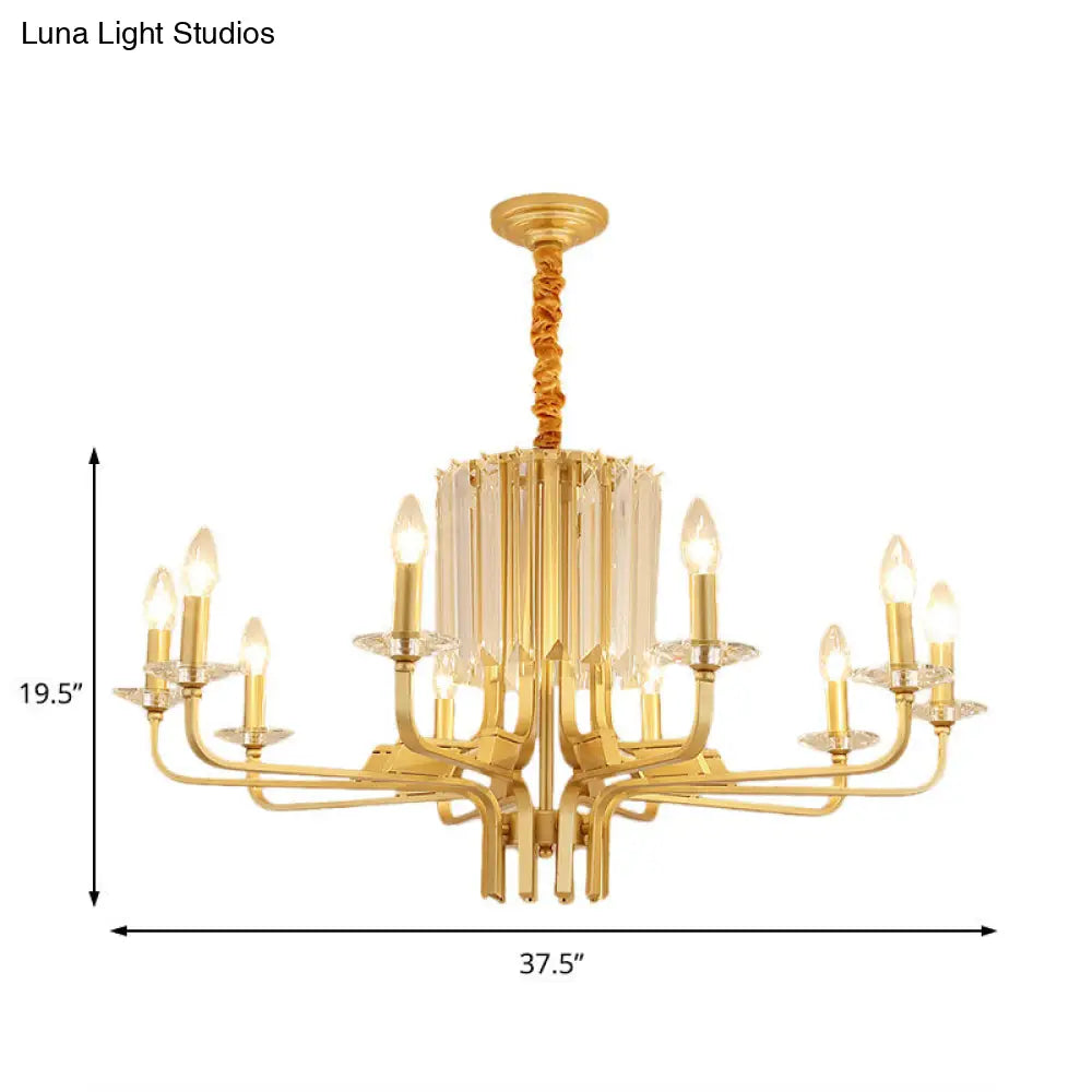 Lámpara de techo colgante vintage de latón - 4/6/8 luces con decoración de cristal