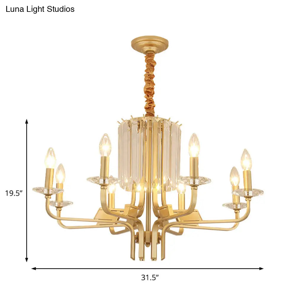 Lámpara de techo colgante vintage de latón - 4/6/8 luces con decoración de cristal