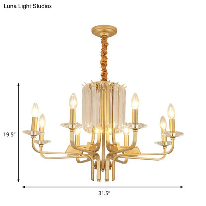 Lámpara de techo colgante vintage de latón - 4/6/8 luces con decoración de cristal