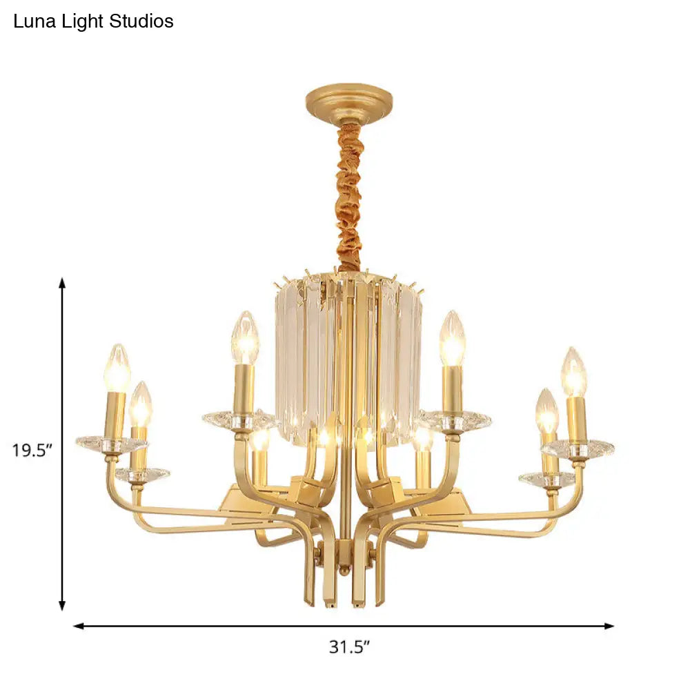 Lámpara de techo colgante vintage de latón - 4/6/8 luces con decoración de cristal