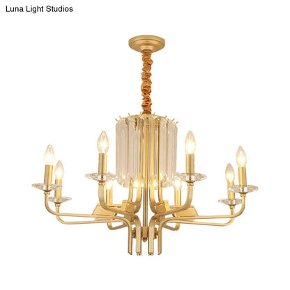 Lámpara de techo colgante vintage de latón - 4/6/8 luces con decoración de cristal