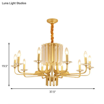 Lámpara de techo colgante vintage de latón - 4/6/8 luces con decoración de cristal