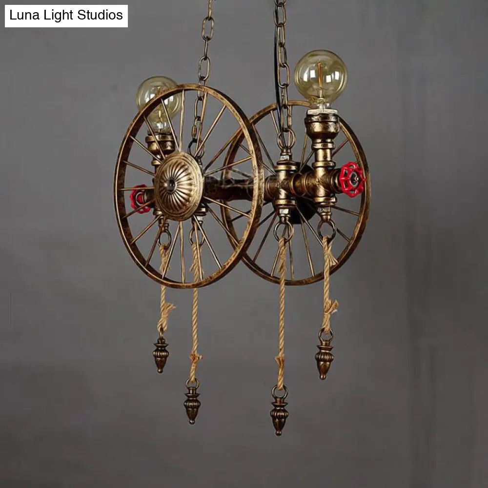 Vintage Brass Island Pendant Light with Stylish Dual Heads - Restaurant Lighting