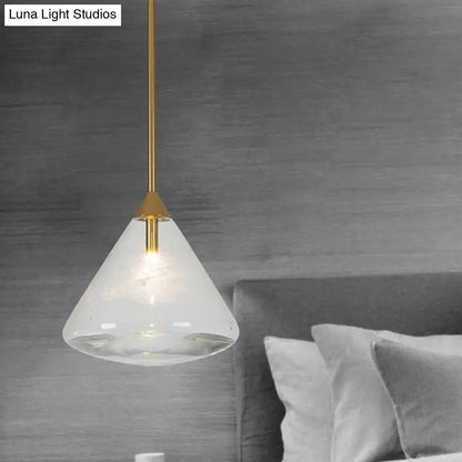 Vintage Brass Pendant Lamp Kit with Water Glass Shade