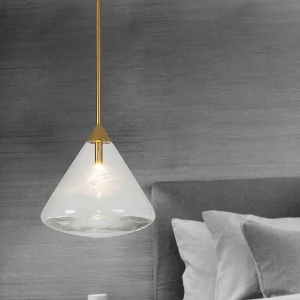 Vintage Brass Pendant Lamp Kit with Water Glass Shade