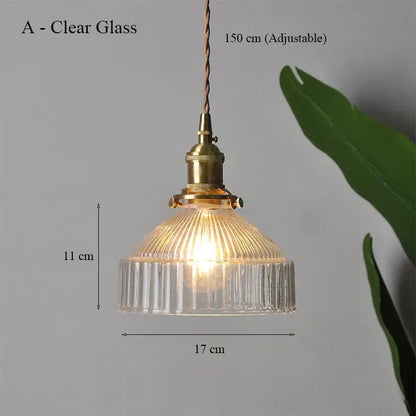 Clear glass led ceiling chandelier with brass finish and ribbed texture for vintage bedroom lighting