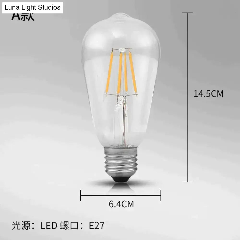 Clear glass led filament bulb with vintage teardrop shape and e27 screw base for vintage brass ribbed glass led wall lamp sconce