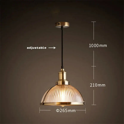 Vintage brass ribbed glass pendant light featuring a translucent glass pendant for stylish living room lighting