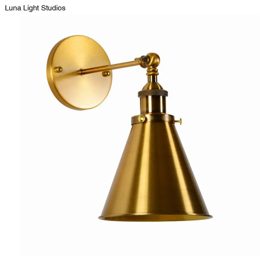 Vintage Brass Swing Arm Wall Lamp: Metallic Single Dining Room Lighting - Wall Mounted with/without Shade