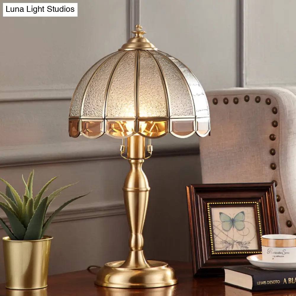 Vintage Brass Table Lamp with Water Glass Dome for Living Room Nightstands