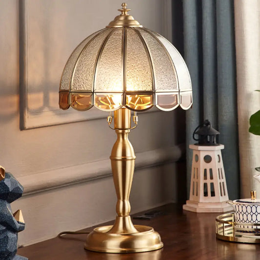 Vintage Brass Table Lamp with Water Glass Dome for Living Room Nightstands