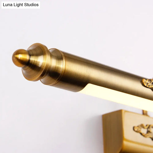Vintage Brass Vanity Wall Sconce with LED Lighting and Swing Arm