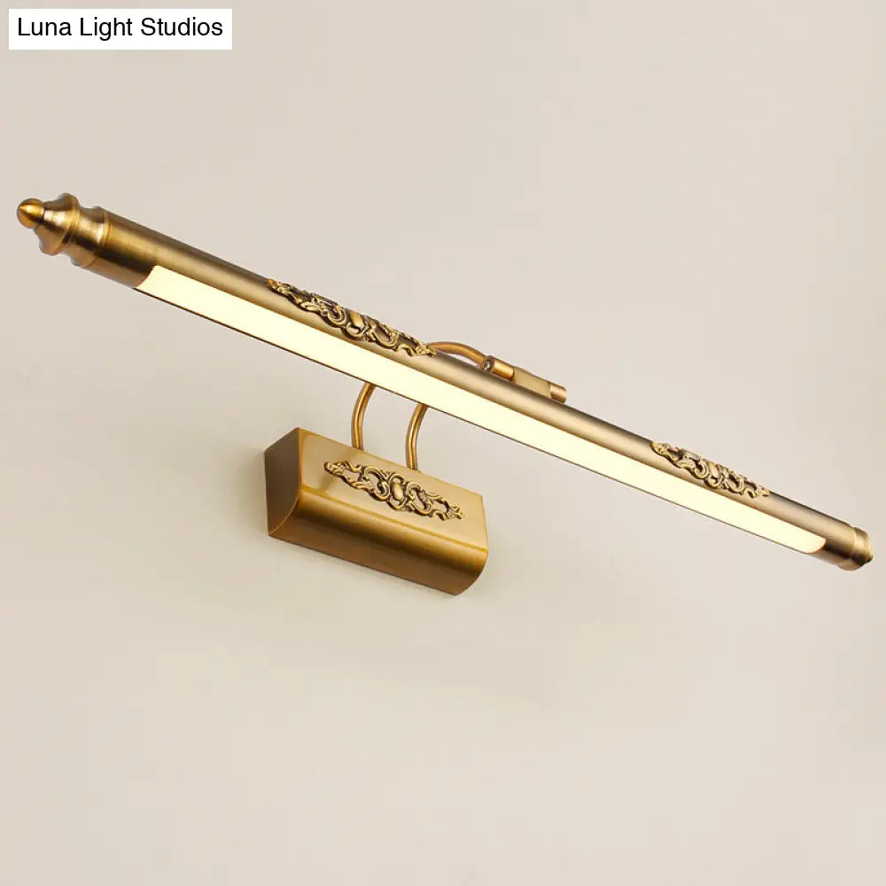 Vintage Brass Vanity Wall Sconce with LED Lighting and Swing Arm