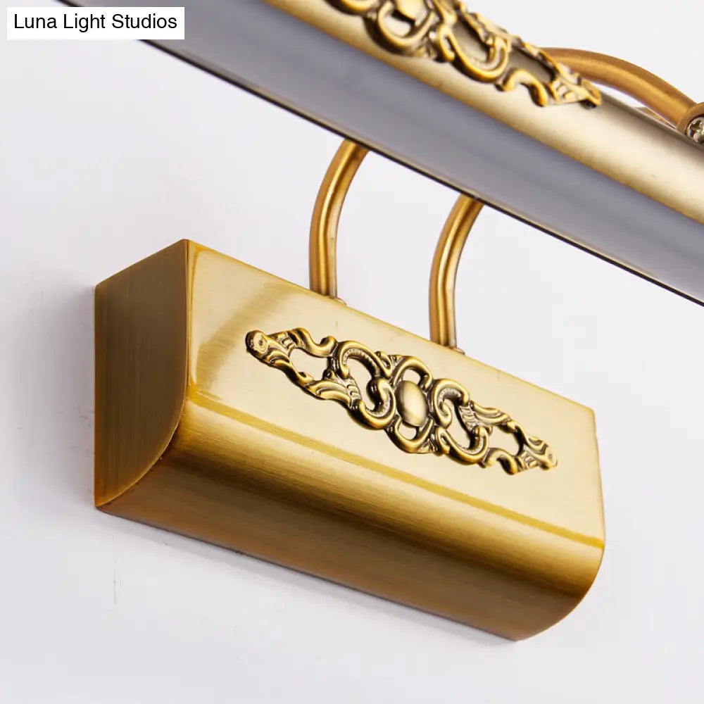 Vintage Brass Vanity Wall Sconce with LED Lighting and Swing Arm