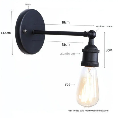 Vintage brass wall lamp with pull chain featuring black iron and aluminum decorbites gold vintage iron style for bedroom