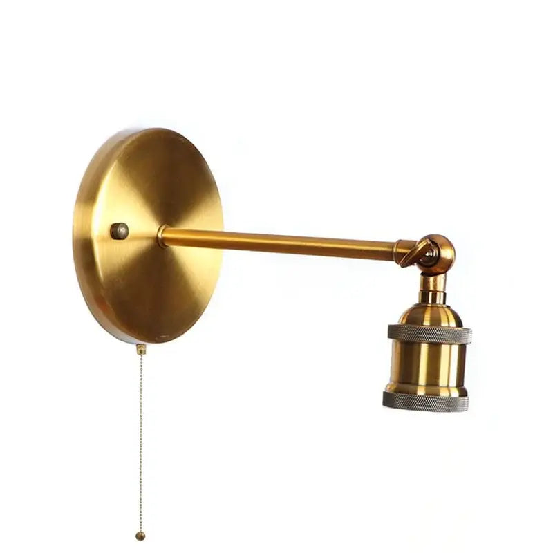 Vintage brass wall lamp with pivoting arm and pull chain made of gold vintage iron for decorbites gold vintage decor