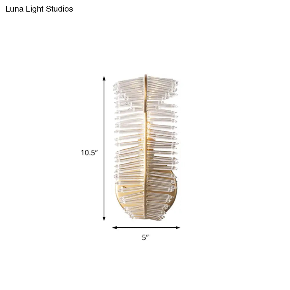 Vintage Brass Wall Mounted Light Fixture with Leaf Shaped Clear Glass for Living Room - Choose from 1, 2, or 3-Light Option