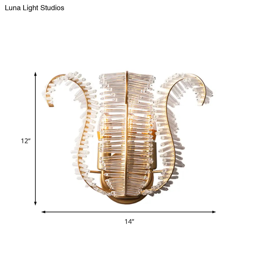 Vintage Brass Wall Mounted Light Fixture with Leaf Shaped Clear Glass for Living Room - Choose from 1, 2, or 3-Light Option