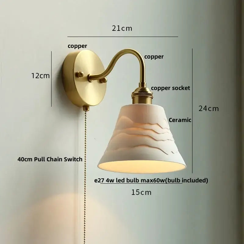 Vintage brass wall sconce with polished copper finish and decorbites clear glass shade for stairways lighting decor
