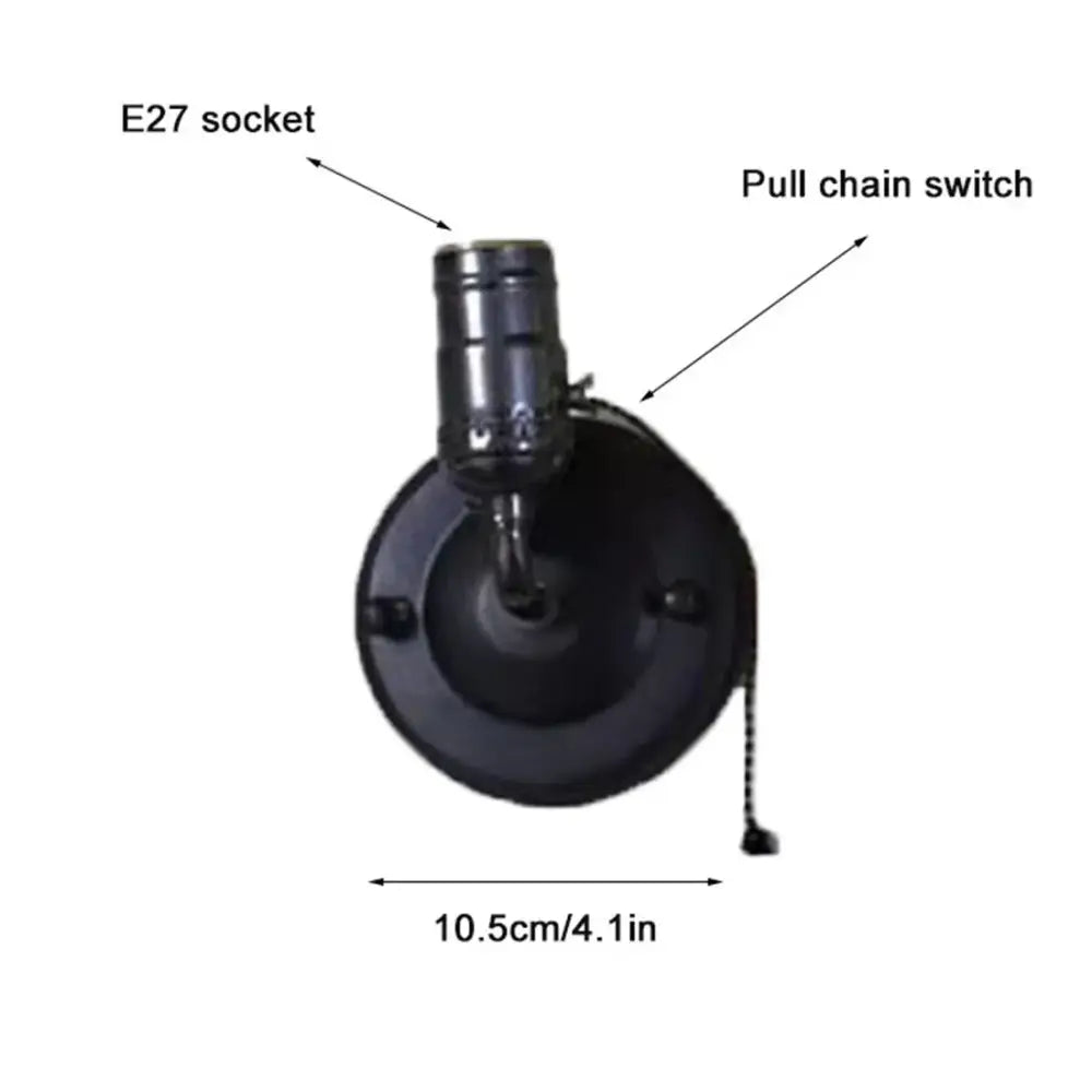 Black wall-mounted ceiling fan light fixture with e27 socket and pull chain switch for bronze gooseneck wall sconces decorbites