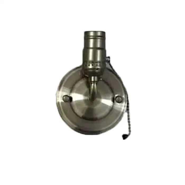 Brushed nickel wall-mounted ceiling fan light fixture with chain pull switch and decorbites bronze gooseneck wall sconce design