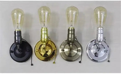 Four vintage-style decorbites bronze gooseneck wall sconces with pull chain in black gold brushed nickel and chrome finish
